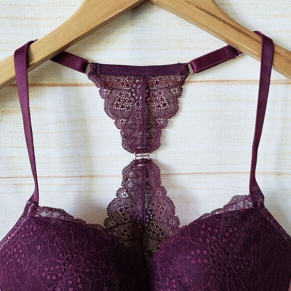 PINK Victoria's Secret Date Push-Up Lace Bra Women's Size 34D Pink Burgundy - Picture 5 of 15